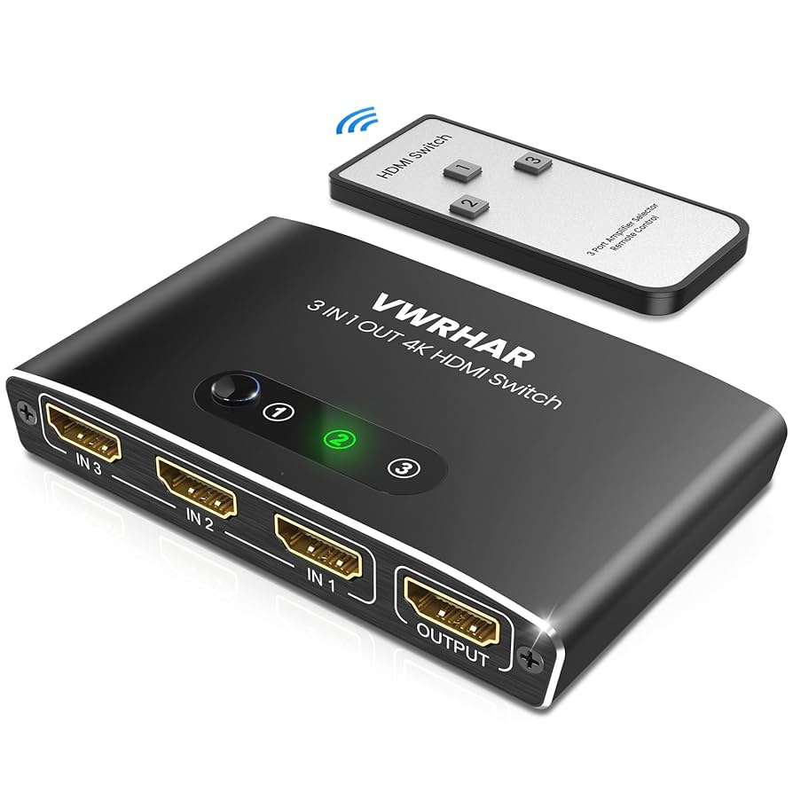 ちゅん HDMI Switch 3 in 1 Out 4K@60Hz, Aluminum 3 Port HDMI 2.0